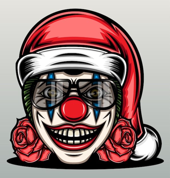 Clown with christmas hat.