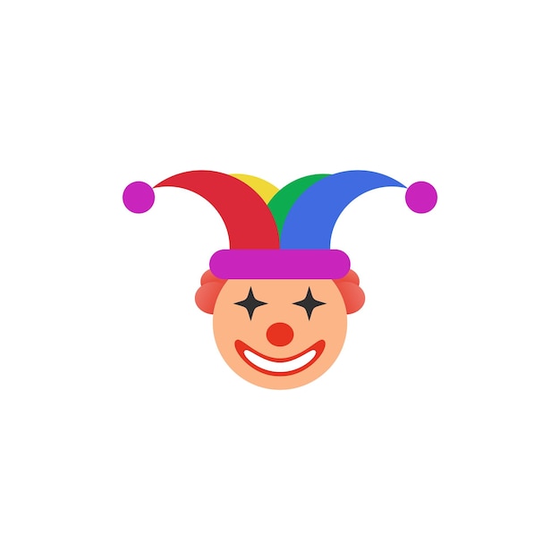 A clown with a hat on it and a smile on the face.