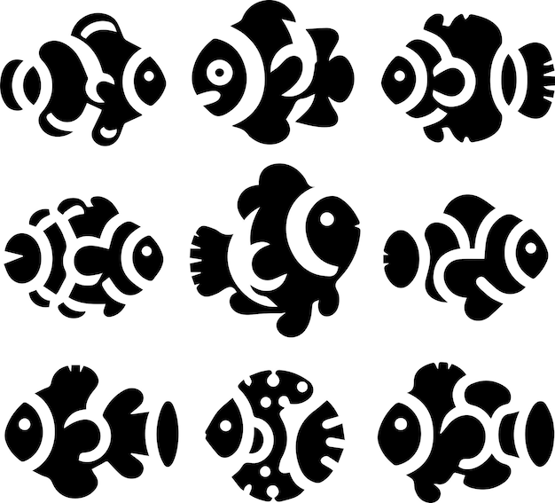 Clownfish animal vector silhouette