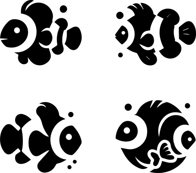 Vector clownfish animal vector silhouette