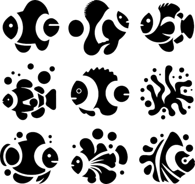 Vector clownfish animal vector silhouette