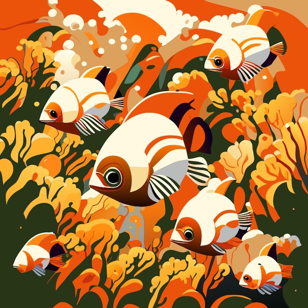 clownfish in the sea vector illustration