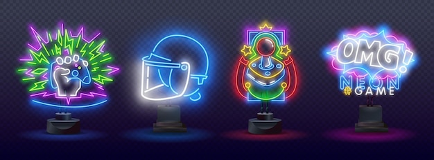 Clowns neon signs set