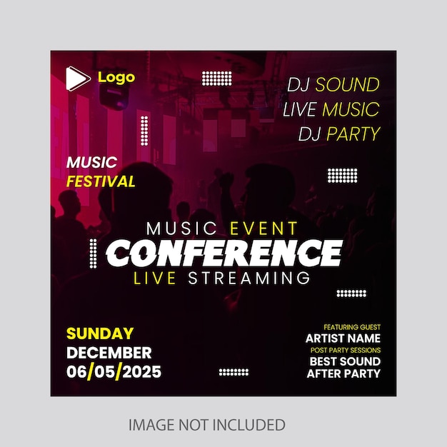 Club dj party concert flyer social media post and web banner template