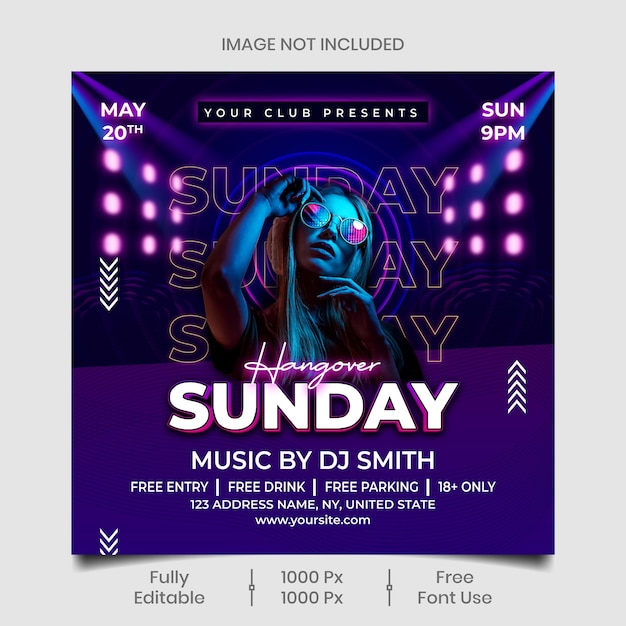 Club night party flyer and social media post template Premium EPS