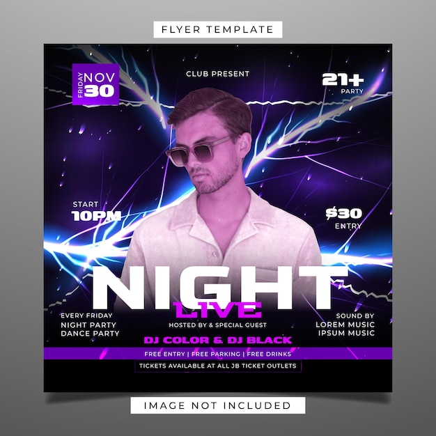 Club party retro flyer template