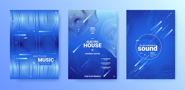 Club posters design electronic music abstract neon posters