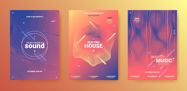 Club posters design electronic music abstract neon posters