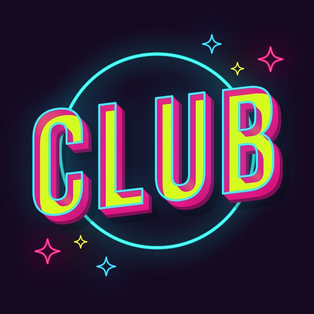 Club vintage 3d lettering