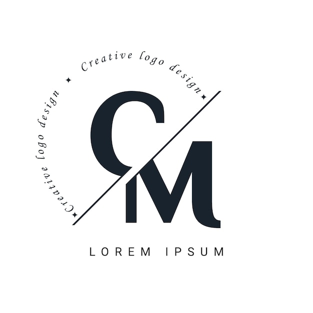 CM Letter Logo Design with a Creative Cut Creative logo design