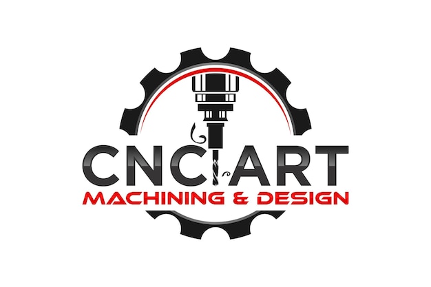 CNC Lathe machine Logo Computer Numerical Control modern 3D cutting technology design manufacturing