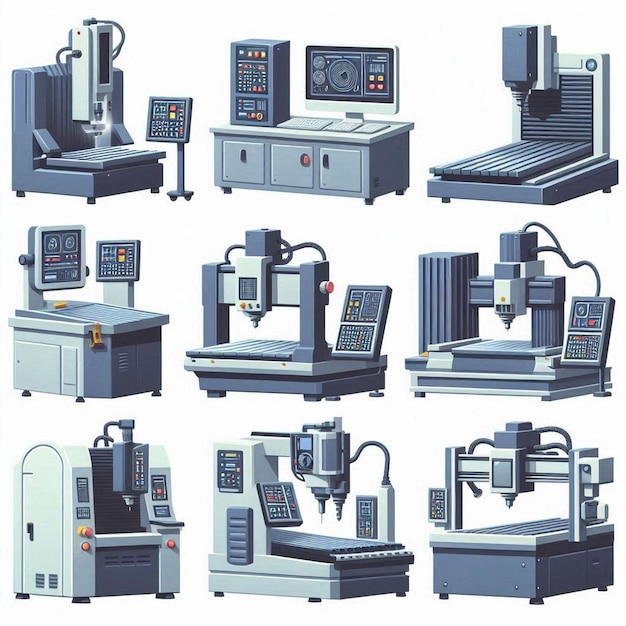 Vector cnc machine vector illustration