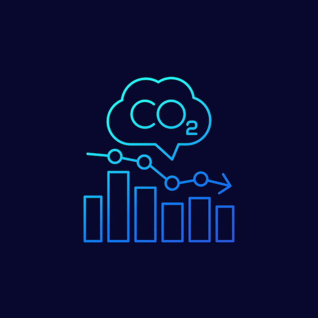 Co2 carbon emissions levels chart linear icon