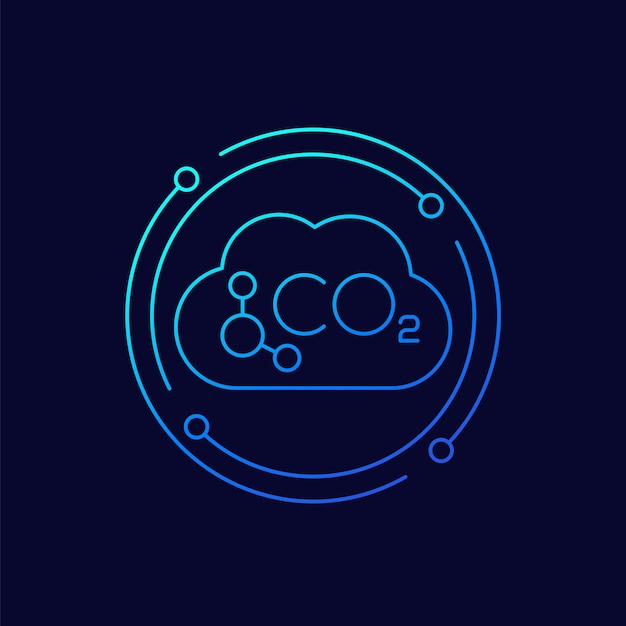 Co2 carbon gas line vector icon