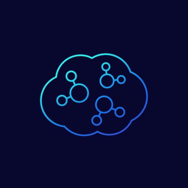 Co2 cloud line vector icon