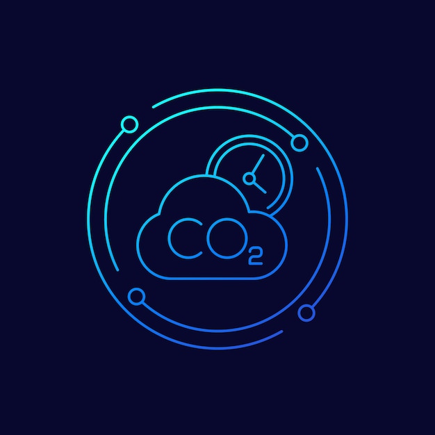 Co2 gas carbon dioxide emissions and time line vector icon