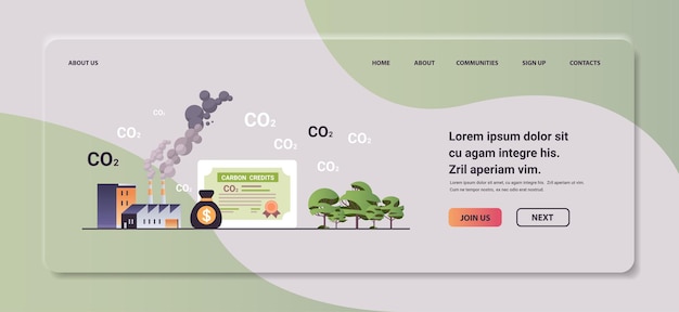 CO2 limit emissions idea net zero emission carbon credit offset concept horizontal copy space vector illustration