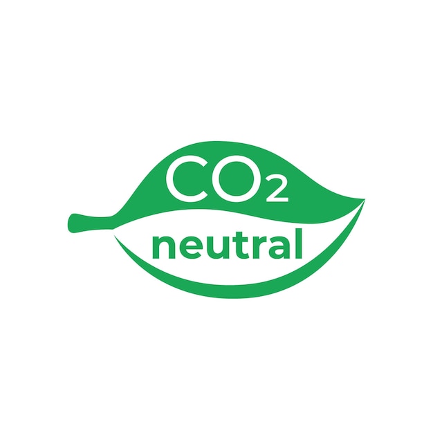 CO2 neutral sign on leaf plant carbon emission free. Circle symbol with inscription. Eco friendly