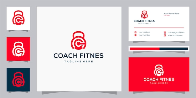 Coach fitness logo design template