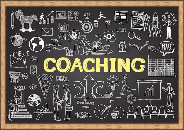 coaching on chalkboard