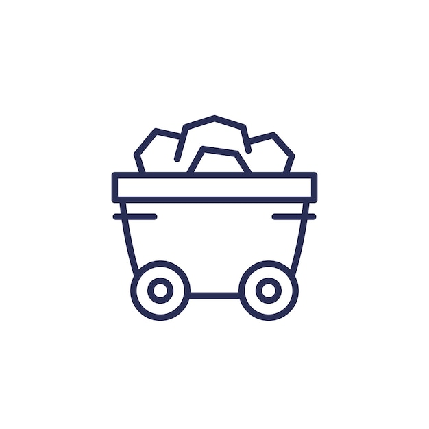 Coal minecart mine wagon line icon