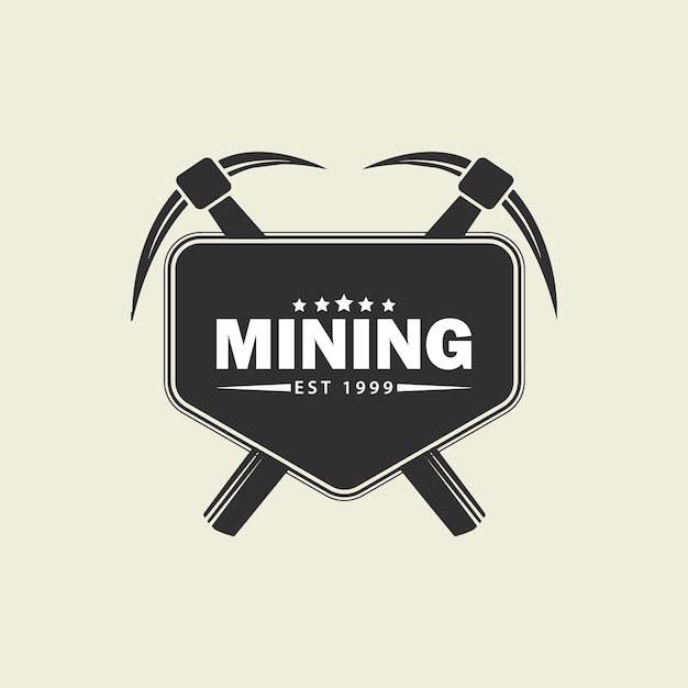 Vector coal mining logo emblem badge sticker minimalist design