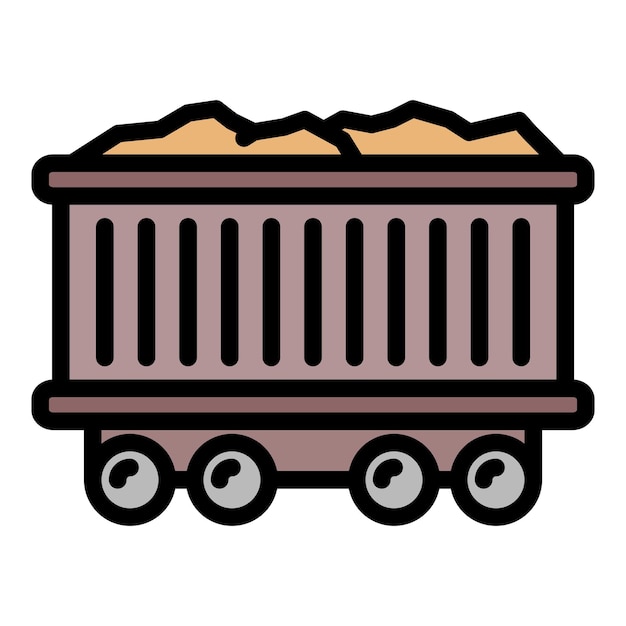 Coal wagon icon Outline coal wagon vector icon color flat isolated