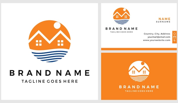 Coastal home logo template with business card design