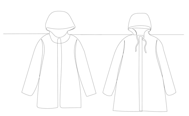 Vector coat raincoat drawing in one continuous line vector