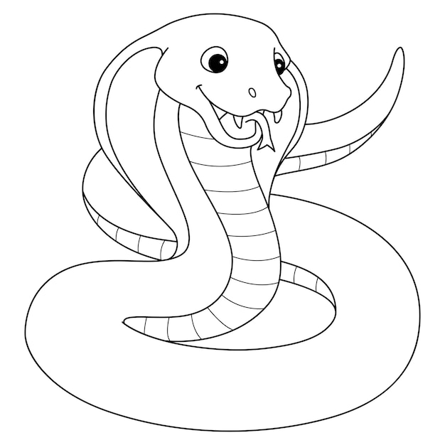 Cobra Animal Isolated Coloring Page for Kids