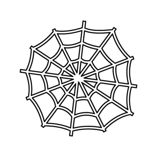 Cobweb outline silhouette. Halloween black line art spider web for design and decor.