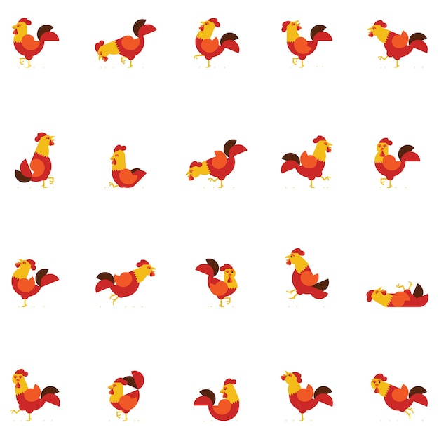 Cock walk cycle animation sequence vector