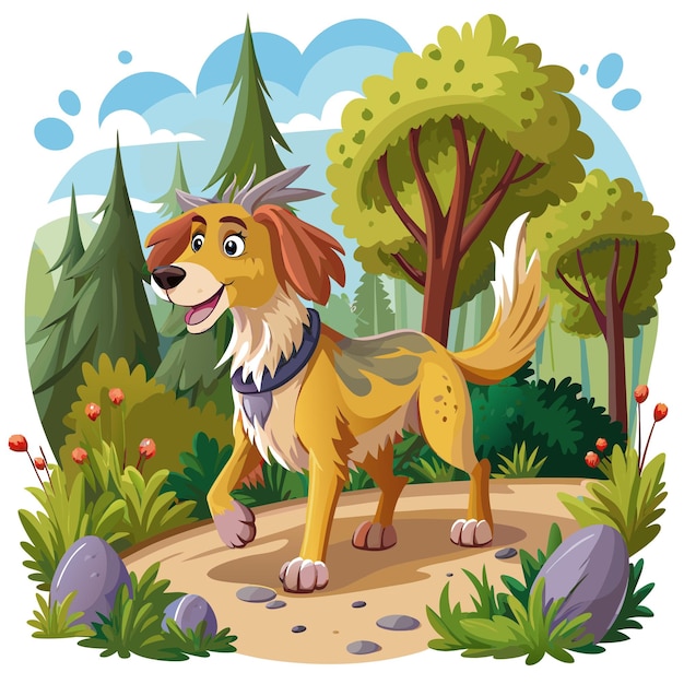 Cockalier dog rejected walks forest vector