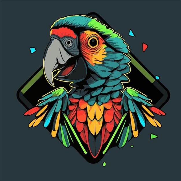 Cockatoo bird logo Parrot Mascot illustration blue macaw bird Character Design