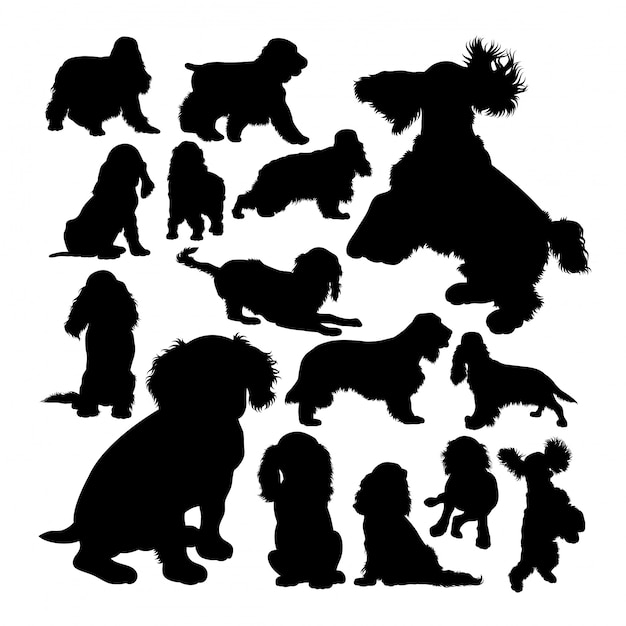 Cocker spaniel dog animal silhouettes