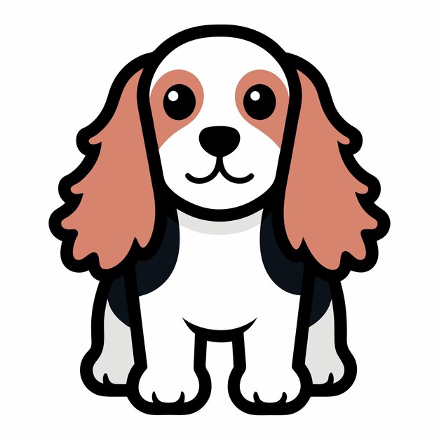 Vector cocker spaniel dog flies kawaii