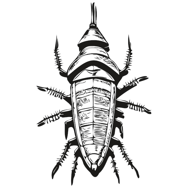 Cockroach logo black and white illustration hand drawing cockroaches