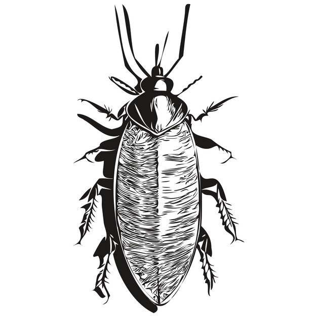 Cockroach vintage illustration black and white vector art cockroaches