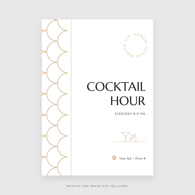 Cocktail Bar Happy Hour Night Flyer Template in Vector