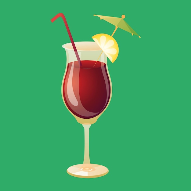 Cocktail on a green background. Cocktail illustrations on green background