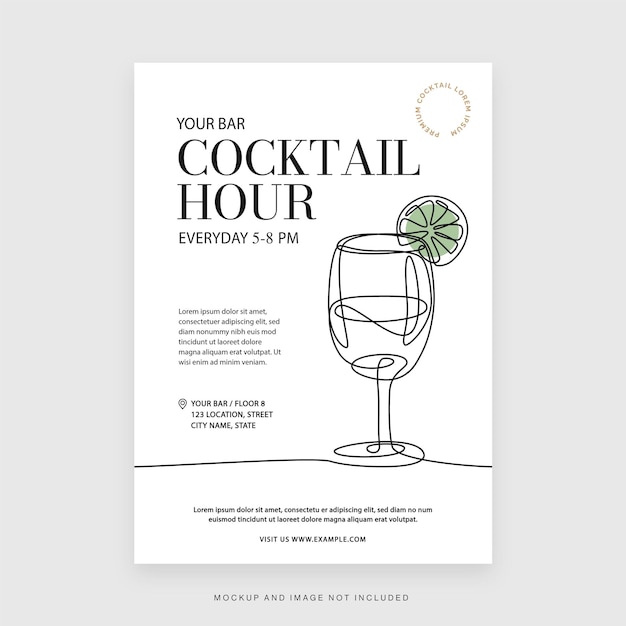 Cocktail Hour Night Bar Flyer Template in Vector