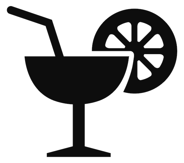 Cocktail icon Black summer drink black symbol