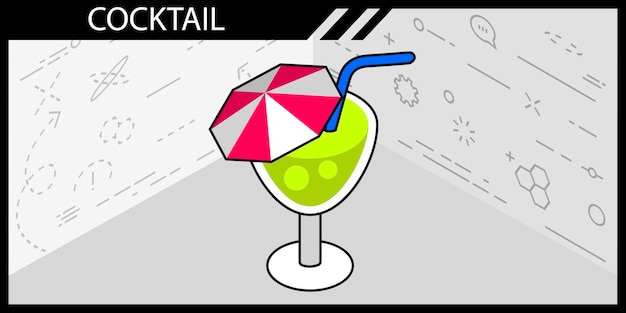 Cocktail isometric design icon Vector web illustration 3d colorful concept