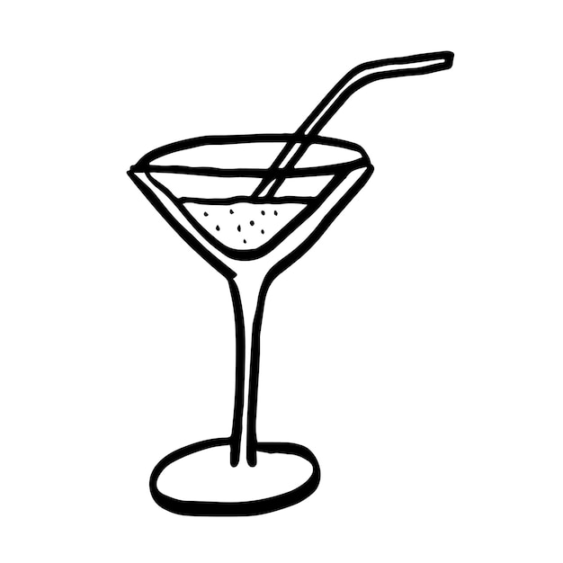 Cocktail vector doodle sketch icon line art style isolated isolated on white background