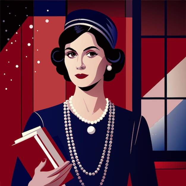 Vector coco chanel with a book vector illustration flat 2