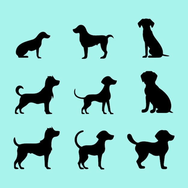 Coco dog set black silhouette Clip art vector