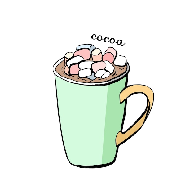 Cocoa and coffee with marshmallows