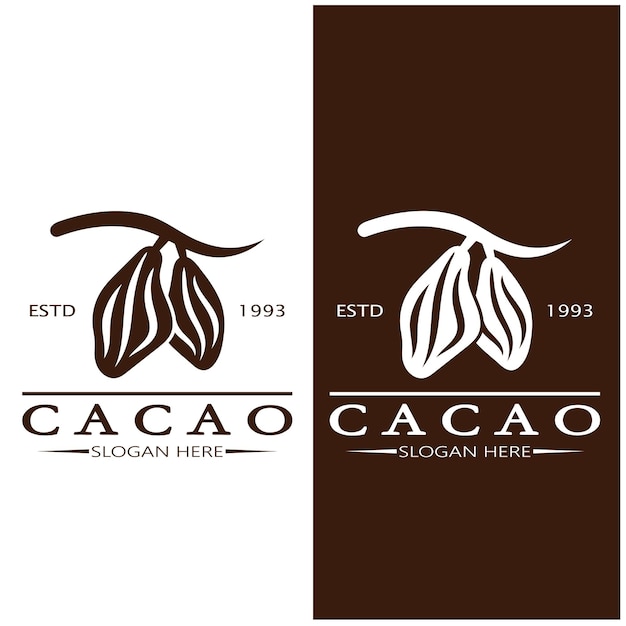 cocoa logo,cocoa bean,cocoa tree,cocoa branches and leaves,chocolate mix on white background,vintage