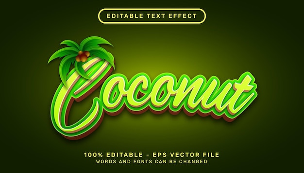 coconut 3d text effect and editable text effect with coconut tree