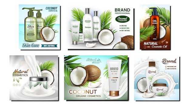 Coconut Cosmetics Promotion Posters Set